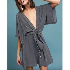 Faithfull The Brand Striped Tie-Front Dress